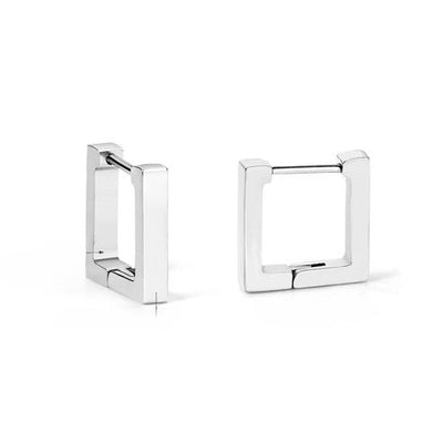 Tresoli Stainless Steel Color PVD Small Square Rectangle Piercing Hoop Earrings