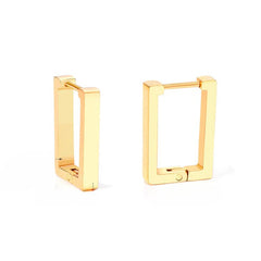 Tresoli Stainless Steel Gold Color PVD Square Rectangle Piercing Hoop Earrings