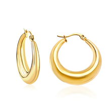 Load image into Gallery viewer, Tresoli Stainless Steel Gold Color PVD Round Minimalist Hoop Earrings