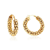 Tresoli Stainless Steel Gold Color PVD Balls Minimalist Hoop Earrings