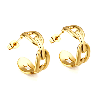 Tresoli Stainless Steel Gold Color PVD Open Half Round Ear Buckle