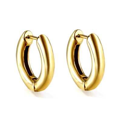 Tresoli Stainless Steel Gold Color PVD Round Clasp Earrings