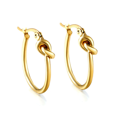 Tresoli Stainless Steel Gold Color PVD Knotted Clasp Earrings