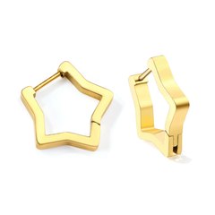 Tresoli Stainless Steel Gold Color PVD Star Earrings