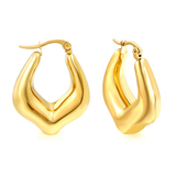 Tresoli Stainless Steel Gold Color PVD Hollow U Shaped Peach Heart Ear Clips Earrings