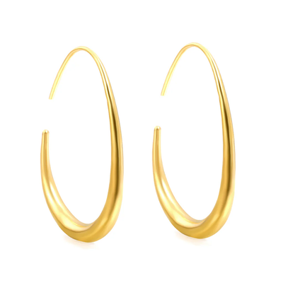 Tresoli Stainless Steel Gold Color PVD Egg Ring Earrings