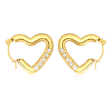 Tresoli Stainless Steel Gold Color PVD Heart Shaped White Pearl Earrings