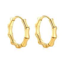 Load image into Gallery viewer, Stelluxe Stainless Steel Gold Color PVD Glossy Bamboo Earrings