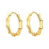 Tresoli Stainless Steel Gold Color PVD Glossy Bamboo Earrings