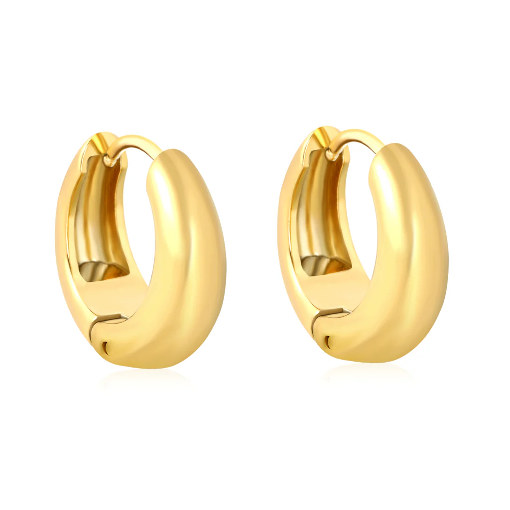 Stainless Steel Gold Color PVD Circle Hoop Earrings