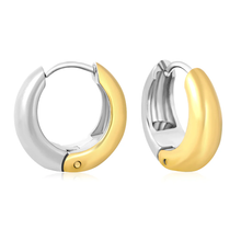 Load image into Gallery viewer, Tresoli Stainless Steel Gold And Steel Color PVD Hoop Earrings