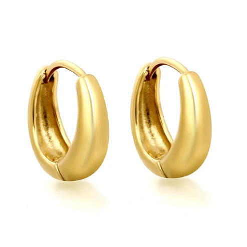 Stainless Steel Gold Color PVD Inner Smooth Circle Hoop Earrings