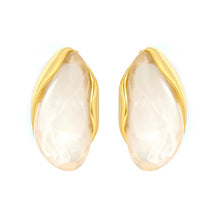 Load image into Gallery viewer, Stainless Steel Gold Color PVD White Blush Gradient Tinted Resin Stud Earrings