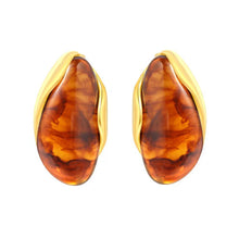 Load image into Gallery viewer, Stainless Steel Gold Color PVD Brown Gradient Tinted Resin Stud Earrings