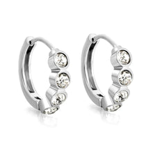 Load image into Gallery viewer, Tresoli Stainless Steel Color PVD Round Rhinestones Wire Inner Hoop Earrings