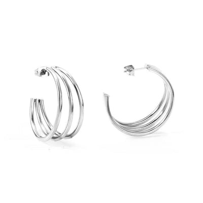 Tresoli Stainless Steel Color PVD Round Circle Hoop Earrings