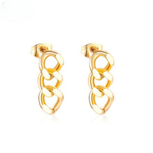 Load image into Gallery viewer, Tresoli Stainless Steel Gold Color PVD Cool Chain Pendant Punk Piercing Stud Earrings