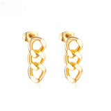 Tresoli Stainless Steel Gold Color PVD Cool Chain Pendant Punk Piercing Stud Earrings