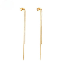 Load image into Gallery viewer, Stelluxe Stainless Steel Gold Color PVD Simple Long Tassel Earrings