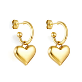 Tresoli Stainless Steel Gold Color PVD Heart Stud Earrings