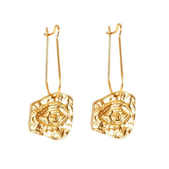 Stainless Steel Gold Color PVD Left And Right Eyes Design Stud Earrings