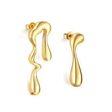 Load image into Gallery viewer, Tresoli Stainless Steel Gold Color PVD Irregular Drop Earrings