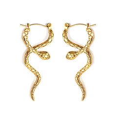 Tresoli Stainless Steel Gold Color PVD Snake Earrings