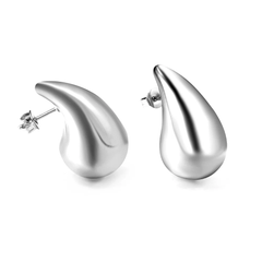 Tresoli Stainless Steel Color PVD 27mm Spring Drop Oval Earrings