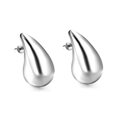 Tresoli Stainless Steel Color PVD 20mm Spring Drop Oval Earrings