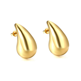 Tresoli Stainless Steel Gold Color PVD Spring Drop Oval Earrings