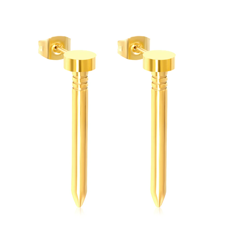 Tresoli Stainless Steel Gold Color PVD Screw Stud Earrings