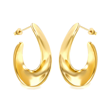Load image into Gallery viewer, Tresoli Stainless Steel Gold Color PVD Open Shaped Half Circle Earrings