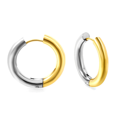 Tresoli Stainless Steel And Gold Color PVD Circle Earrings