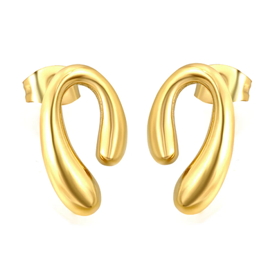 Tresoli Stainless Steel Gold Color PVD Drop N Shape Earrings