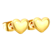Load image into Gallery viewer, Tresoli Stainless Steel Gold Color PVD Heart Shaped Regular Pin Earrings