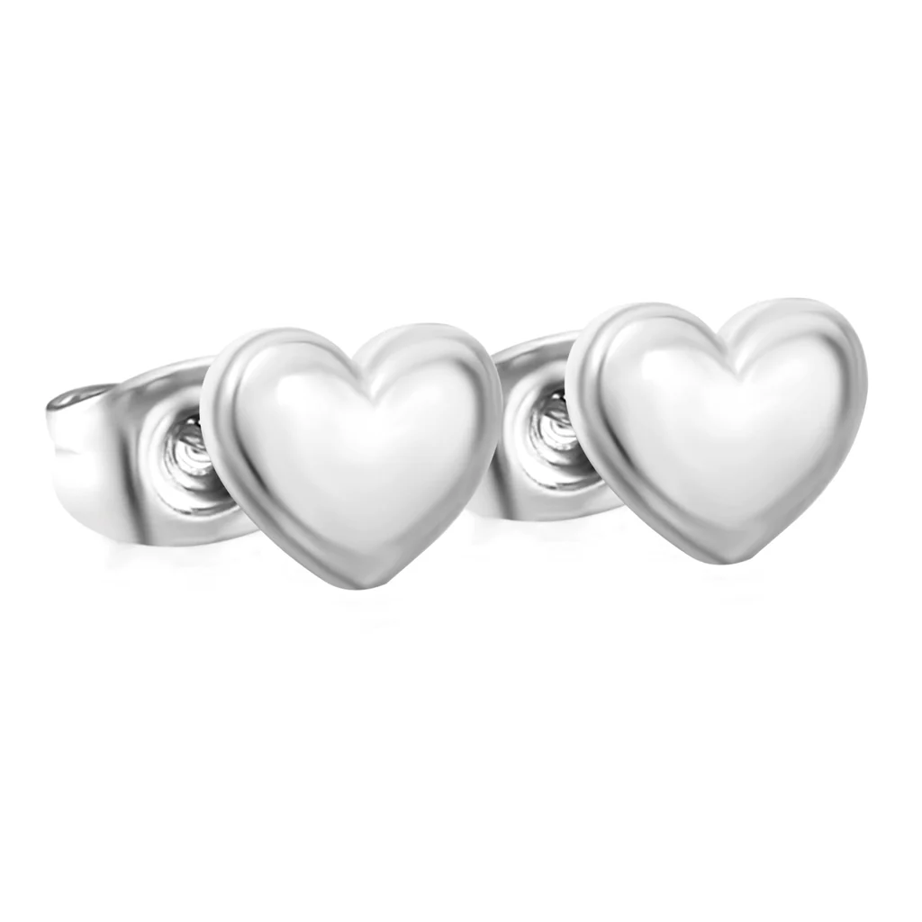 Tresoli Stainless Steel Color PVD Heart Shaped Regular Pin Earrings