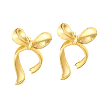 Load image into Gallery viewer, Tresoli Stainless Steel Gold Color PVD Bow Earrings