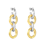 Tresoli Stainless Steel Two Tone Color PVD Chain Shaped Earrings