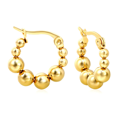 Tresoli Stainless Steel Gold Color PVD Large Round Pearl Earrings