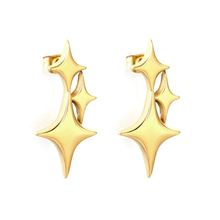 Load image into Gallery viewer, Tresoli Stainless Steel Gold Color PVD Four Pointed Star Earrings