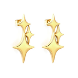 Tresoli Stainless Steel Gold Color PVD Four Pointed Star Earrings