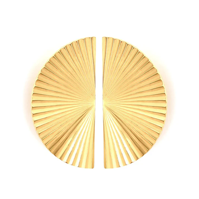 Tresoli Stainless Steel Gold Color PVD Laser Engraved Fan Shape Earrings
