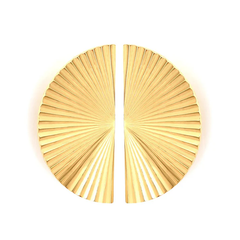 Tresoli Stainless Steel Gold Color PVD Laser Engraved Fan Shape Earrings