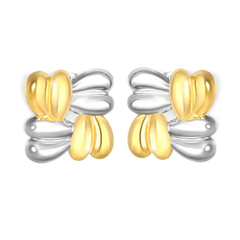 Tresoli Stainless Steel And Gold Color PVD Geometric Braided Stud Earrings