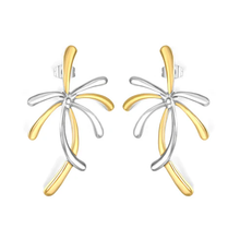 Load image into Gallery viewer, Tresoli Stainless Steel And Gold Color PVD Firework Design Stud Earrings