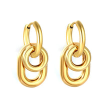 Load image into Gallery viewer, Stainless Steel Gold Color PVD Oval Circle Earrings