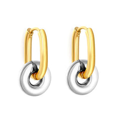 Stainless Steel Mixed Color PVD Hollow Disc Hoop Earrings