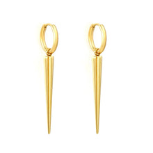 Load image into Gallery viewer, Tresoli Stainless Steel Gold Color PVD Round Bar Wire inner Hoop Earrings