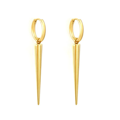 Tresoli Stainless Steel Gold Color PVD Round Bar Wire inner Hoop Earrings
