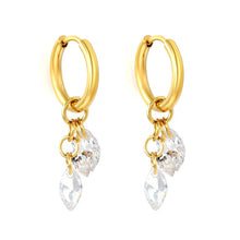 Load image into Gallery viewer, Stainless Steel Gold Color PVD Marquise White Zircon Hoop Earrings